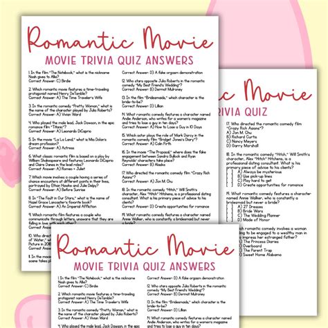 Romantic Movie Quiz Questions and Answers Printables - Leap of Faith ...