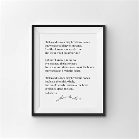 Sticks and Stones Poem Poem Wall Art Digital Download 5x7 8x10 11x14 ...