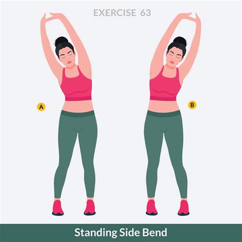 Standing Side Bend exercise, Woman workout fitness, aerobic and ...