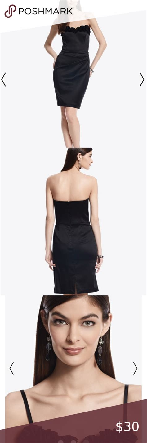 Stretch Black Satin Cocktail Dress With Sweetheart Neckline