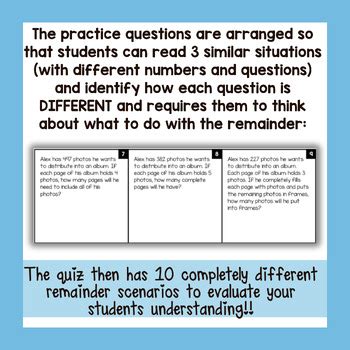 Interpreting Remainders Division Word Problems Lesson Math