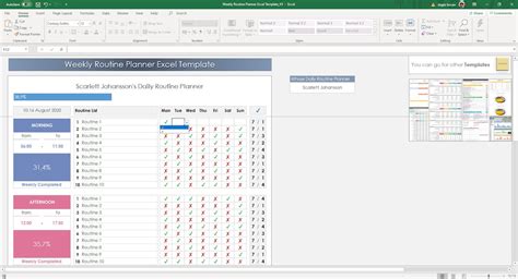 Plantilla De Excel De Planificador De Rutina Diario Semanal Y Etsy