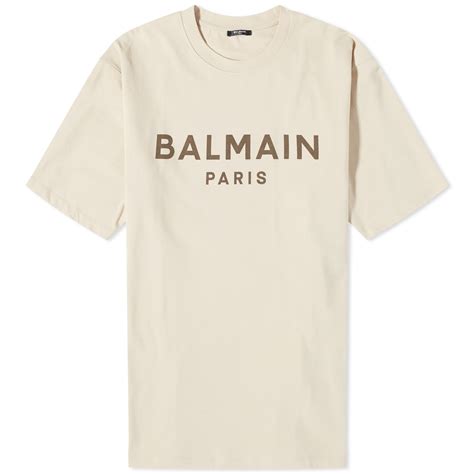 Balmain Paris Logo T-Shirt Ivory & Brown | END.