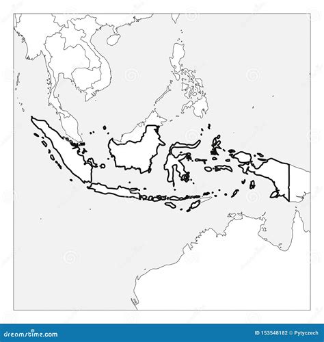 Indonesia Solid Black Outline Border Map Of Vector Image Images