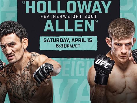 How To Watch Ufc Fight Night Holloway Vs Allen Full Card