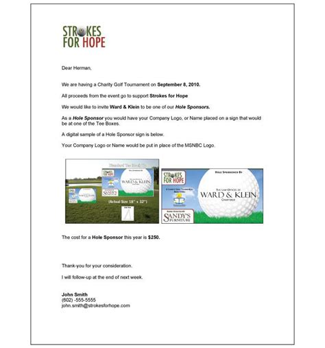 Sample Sponsorship Letter For Golf Tournament