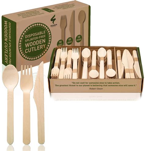 Amazon Compostable Cutlery Set Pieces Wooden