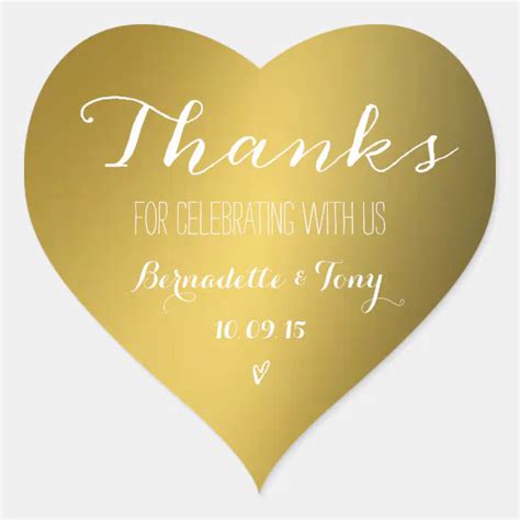 Thanks For Celebrating With Us Wedding Thank You Heart Sticker Zazzle