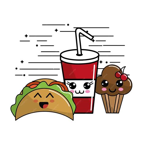 Premium Vector Kawaii Fast Food Icon Adorable Expression