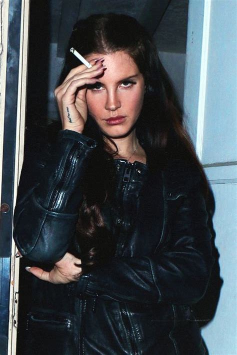 Lana Del Rey Smoking A Cigarette Wearing A Black Leather Jacket Lana