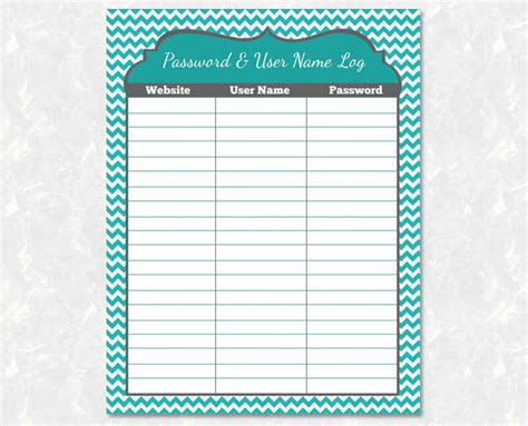 Best Images Of Password Organizing Cute Printables A Peek At The