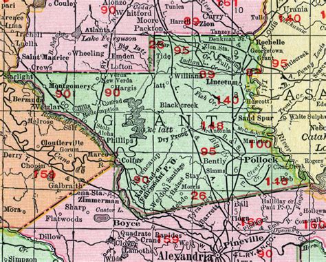 Grant Parish Louisiana 1911 Map Rand Mcnally Colfax Pollock Antonia Dry Prong Verda