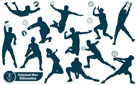 Male Volleyball Player Silhouette Vector Illustration Par Adopik