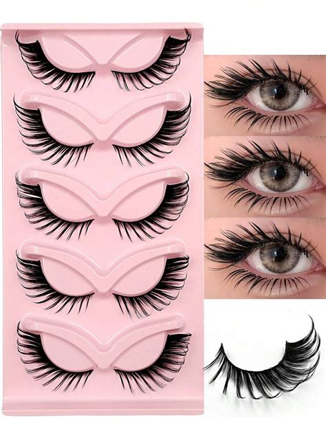 Asiteo New Pairs Cat Eye False Eyelashes D Curl Winged Natural