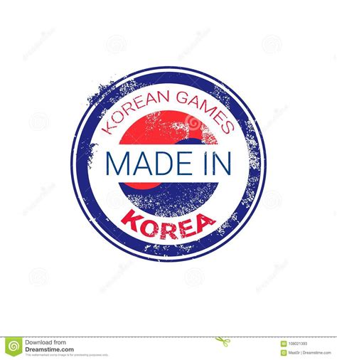 Hecho En Etiqueta Engomada Del Grunge Del Sello De Corea Con La