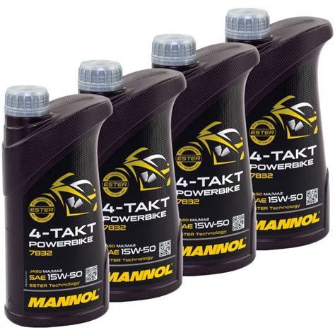 MANNOL Motoröl Powerbike 15W 50 API SM 4 X 1 Liter online im MVH Shop