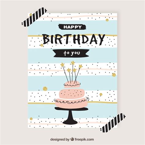 Bonita tarjeta de cumpleaños en estilo retro Vector Gratis