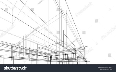 Abstract Architecture Line Sketch Vector Drawing Stock Vector (Royalty ...