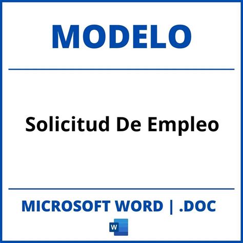 Modelo De Solicitud De Empleo En Word