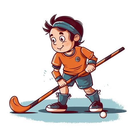 Kid Playing Field Hockey Match In Field Hockey Gear Clip Art Vector