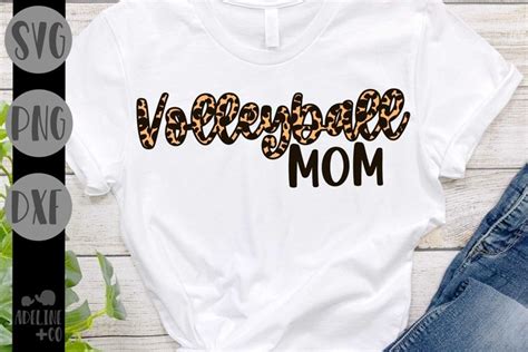 Volleyball Mom Leopard Print Svg Png Dxf