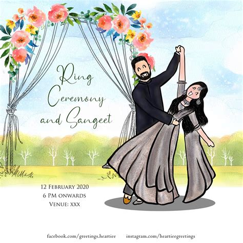 Doodle Wedding Invitation Rings Ceremony And Sangeet