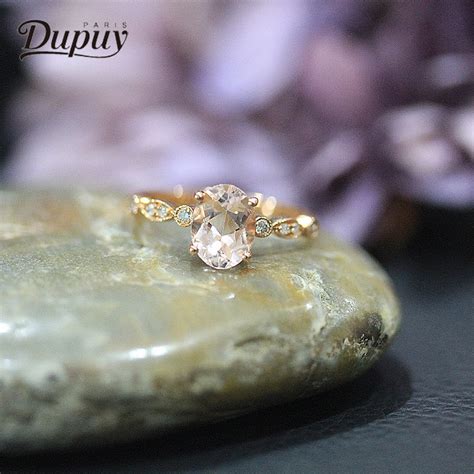 Anillo De Compromiso DUPUY De Oro Rosa De 14k 6x8mm 4 CT Diamante De