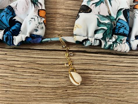 Cowrie Seashell Bikini Top Charm Bikini Charm Gold Bikini Accessory Seashell Charm Shell