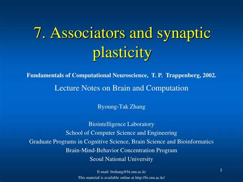 PPT 7 Associators And Synaptic Plasticity PowerPoint Presentation