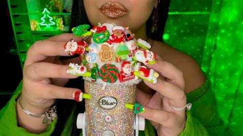 ASMR Bedazzled Christmas Mic Cover Scratching Tapping For Sleep