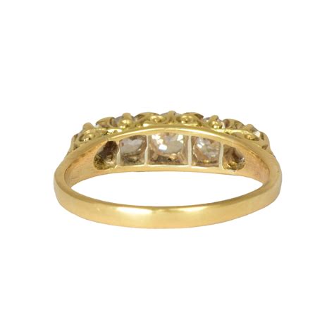 Victorian K Gold Diamond Carved Half Hoop Ring Ejay Antiques