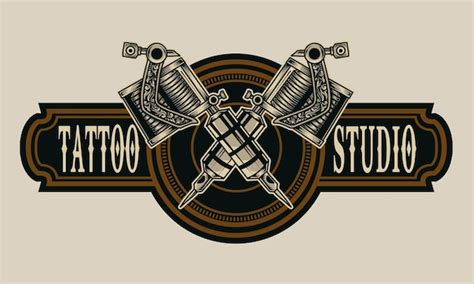 Logo De Estudio De Tatuajes Vintage Retro Vector Premium