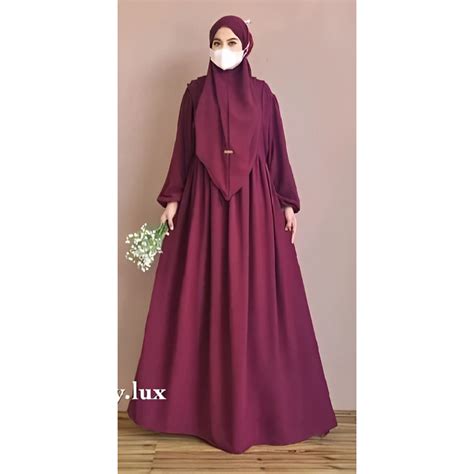 Jual Setelan Al Zirah Syari Khimar Gamis Syari Crinkle Airflow Baju