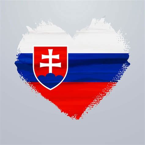 Bandera en forma de corazón de eslovaquia Vector Premium