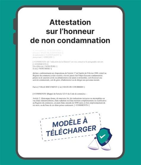 Attestation sur l honneur de non condamnation modèle gratuit