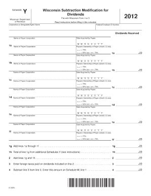 Fillable Online Revenue Wi Schedule Y Wisconsin Subtraction