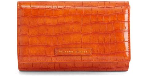 Giuseppe Zanotti Wendy Crocodile Effect Clutch Bag In Orange Lyst