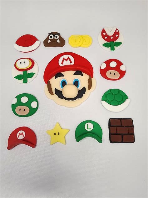 Super Mario Bros Fondant Cake Toppers Mario Cupcake Decorations For