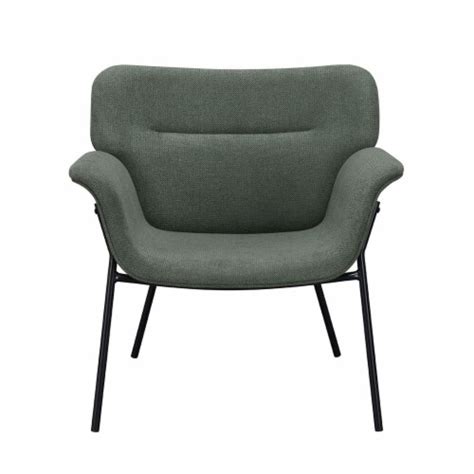 Fabric Upholstered Accent Chair With Metal Legs In Green And Black