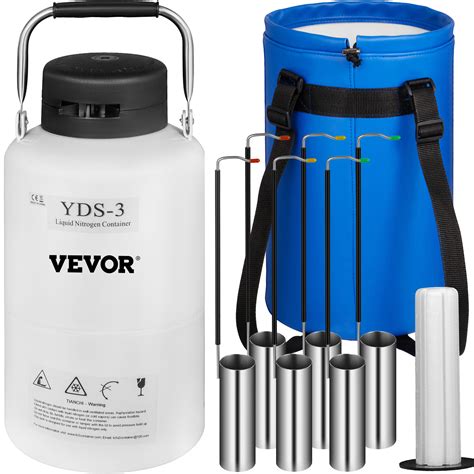 Vevor 3l Liquid Nitrogen Container Cryogenic Container Ln2 Tank Dewar With Straps 6pcs Canisters