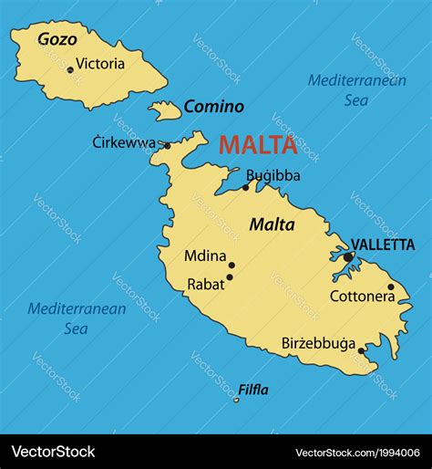 Republic Of Malta Map Royalty Free Vector Image