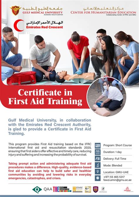 Certificate In First Aid Training Gulf Medical University