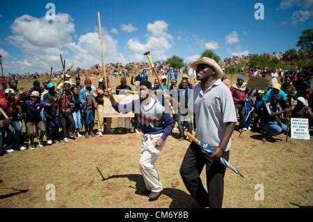 Carletonville South Africa Hundreds Of Striking Gold Miners Gather At