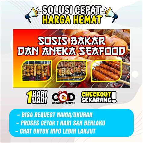 Spanduk Banner Sosis Bakar Jajanan Murah Bisa Ganti Nama Gambar Menu