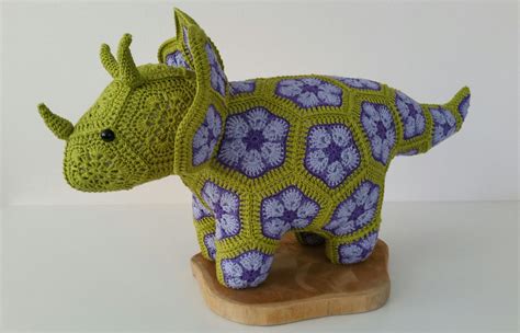 Crochet Triceratops Dinosaur From African Flowers Medium African