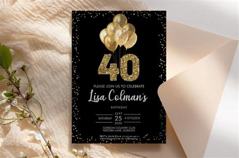 Diy 40th Birthday Balloons Invitation Printable Template Etsy Australia