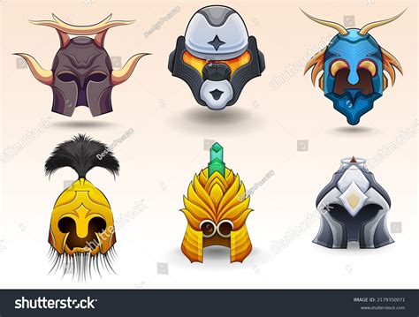 War Helmet Icon Collection Medieval Chinese Stock Vector (Royalty Free ...