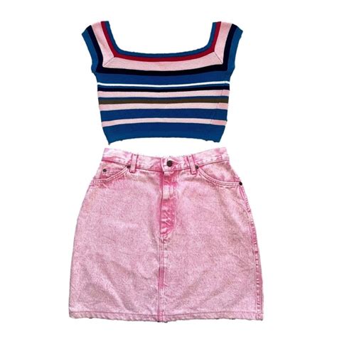 Vintage Skirts Vintage Lee Denim Pink Barbie Pink Mini Skirt Poshmark