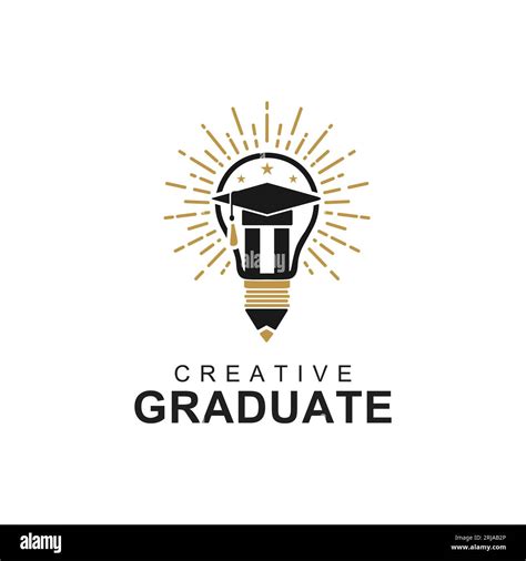 Light Bulb Graduate Cap Pencil Logo For University Graduation Design