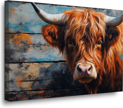 Amazon.com: QQLADY Curious cow canvas painting highland cow poster cow